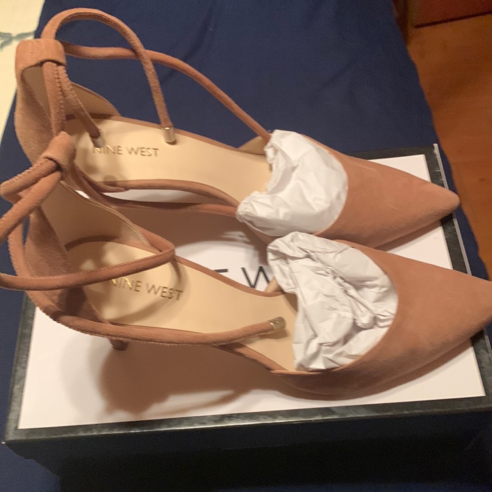 NINE WEST, Ladies Suede Tassel Front-Tie Dress Heels, Size:  10M